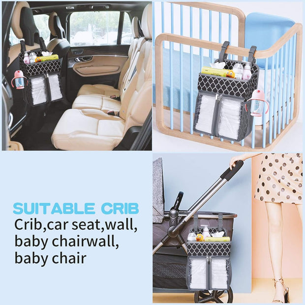 Hanging Diaper Organizer,Baby Diaper Organizer Suitable for Hanging on Diaper Table, Nursery, and All Cribs. Baby Supplies Storage Diaper Rack, Diaper Stacker.