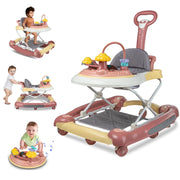 Infant Baby Walker with Wheels, Adjustable Activity Center for Boys Girls, Pink