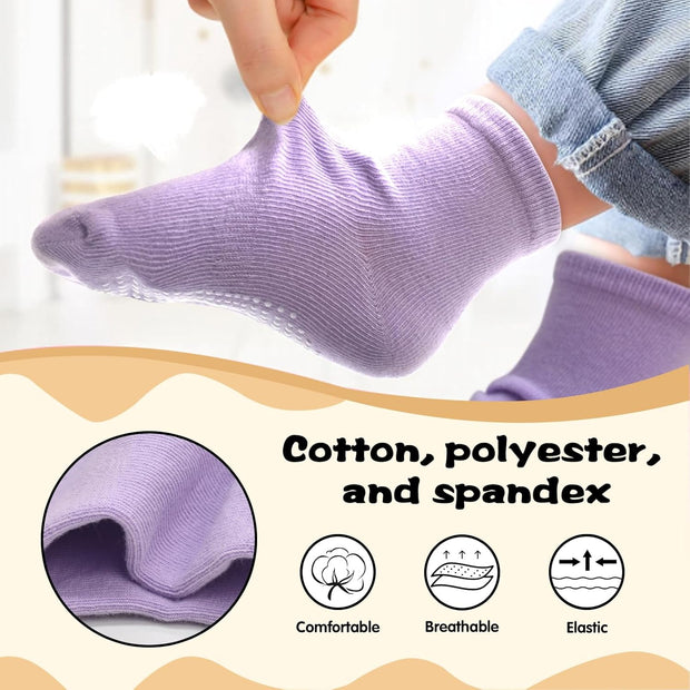 Non-Slip Toddler Socks, Girl Grip Socks for 1-10 Years Kids Girls Boys Toddler Sock with Grippers