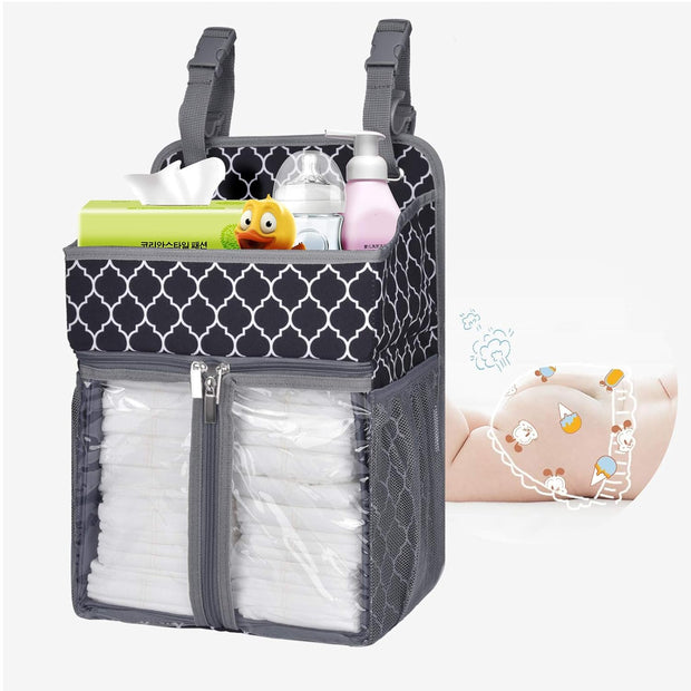 Hanging Diaper Organizer,Baby Diaper Organizer Suitable for Hanging on Diaper Table, Nursery, and All Cribs. Baby Supplies Storage Diaper Rack, Diaper Stacker.