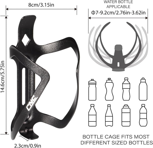 Bike Water Bottle Holder, 2-Pack Bike Water Bottle Cage for Road Bike/Mountain Bike，Black