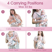 4 in 1 Baby Carrier, Infant Wraps Carrier Baby Carrier Backpack, Newborn Carrier for Baby Carrier Newborn to Toddler, Colorful