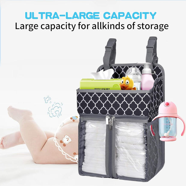 Hanging Diaper Organizer,Baby Diaper Organizer Suitable for Hanging on Diaper Table, Nursery, and All Cribs. Baby Supplies Storage Diaper Rack, Diaper Stacker.