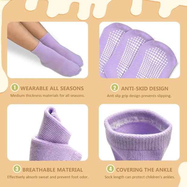 Non-Slip Toddler Socks, Girl Grip Socks for 1-10 Years Kids Girls Boys Toddler Sock with Grippers