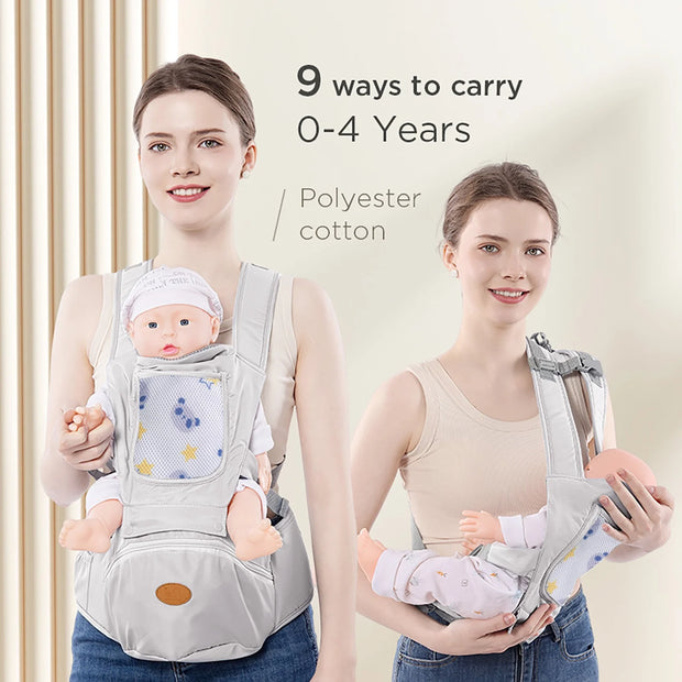 Baby Carrier,6-In-1 Baby Carrier Newborn to Toddler, Adjustable Detachable Infant Baby Hip Seat Carrier for 7-44Lbs, All Seasons, Perfect for Shopping Travelling