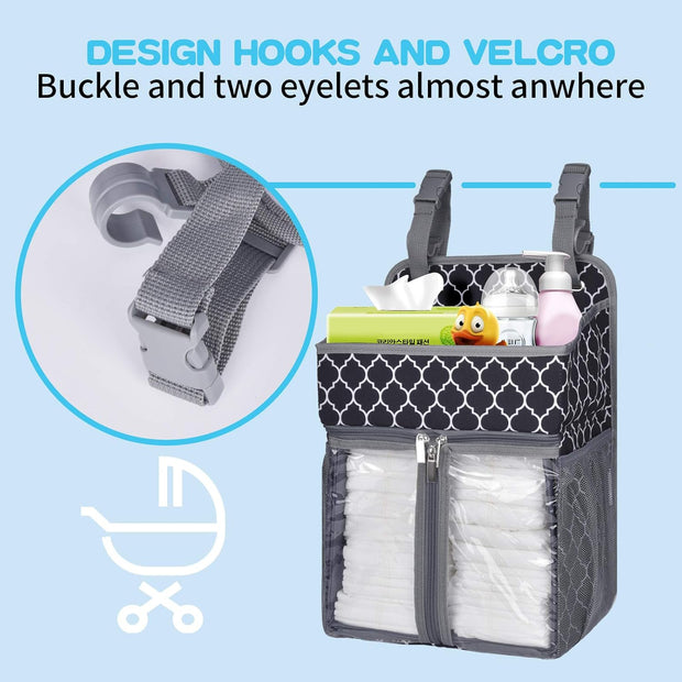 Hanging Diaper Organizer,Baby Diaper Organizer Suitable for Hanging on Diaper Table, Nursery, and All Cribs. Baby Supplies Storage Diaper Rack, Diaper Stacker.